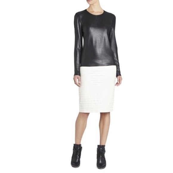 BCBGMAXAZRIA Callan Long Sleeve Contrast Back Top Medium - Picture 1 of 13